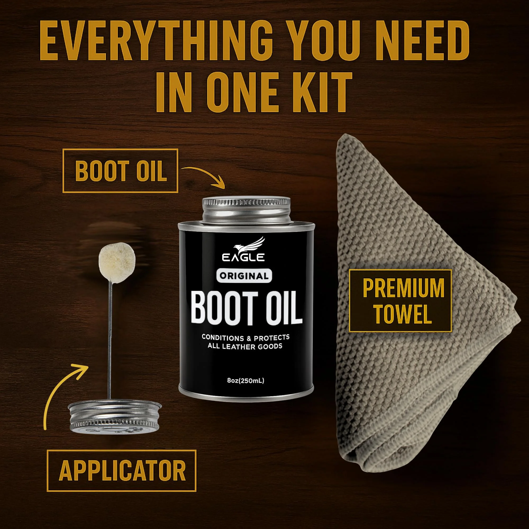 Leather Boot Oil with Towel - Image 2